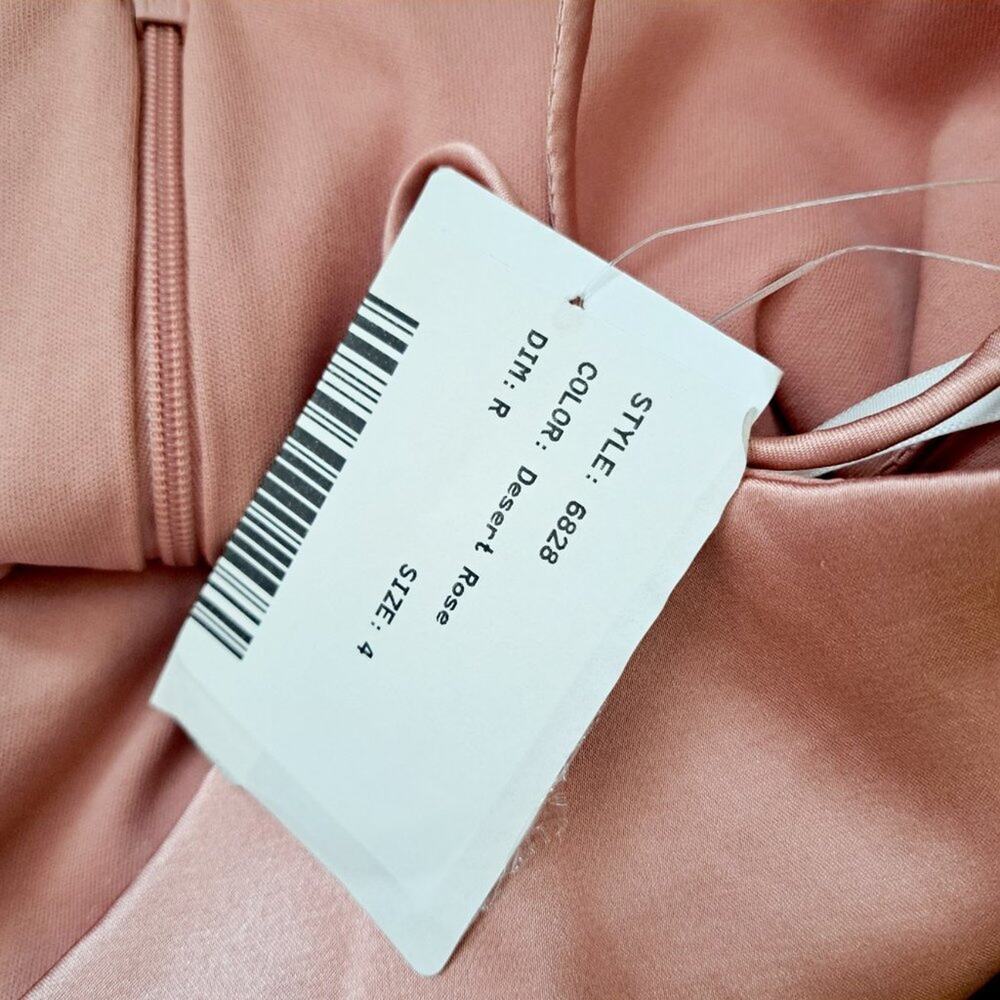 After Six Sleeveless Satin Faux Wrap Draped Gown Dress 6828 - Picture 4 of 10